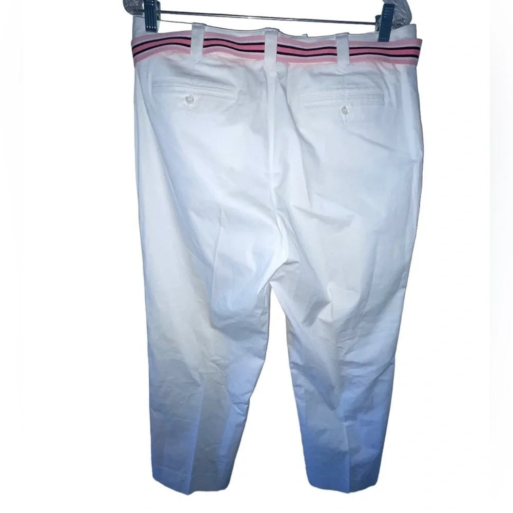 Liz Golf Audra Pants W/ Pink Belt Size 12 Petite White Sporty Liz Claiborne New - Picture 2 of 9